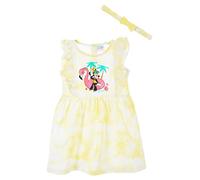 Disney Minnie Robe sans Manches Jaune Party in Hawai avec Bandeau Jaune 100% Coton Taille 18 Mois pour Bébé Fille