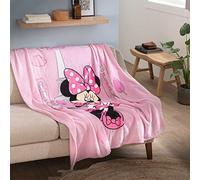 Disney Minnie Shopping Grand Plaid Polaire Enfant Extra Doux 125x150 cm | 100% Polyester | Oeko-TEX | Imprimé Fille Minnie Mouse | Rose