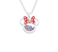 Disney Minnie Silver Plated Brass with Red Enamel Bow February Birthstone Floating Stone Necklace CF00308SFEBL-Q.PH