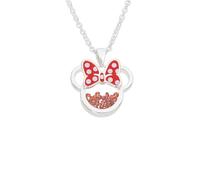 Disney Minnie Silver Plated Brass with Red Enamel Bow January Birthstone Floating Stone Necklace CF00308SJANL-Q.PH