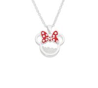 Disney Minnie Silver Plated October Brass with Red Enamel Bow Birthstone Floating Stone Necklace CF00308SOCTL-Q.PH