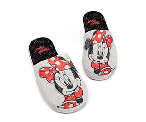 Disney Minnie Souris Pantoufles Femmes Chaussures Maison Grey Slip-On Grey