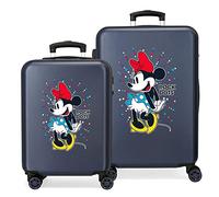 Disney Minnie Sunny Day Set de Bagages Bleu 55/68 cms Rigide ABS Serrure à Combinaison 104L 4 Roues Doubles Bagage à Main