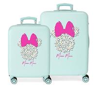 Disney Minnie Teen Jeu de valises Bleues 55/65 cm Rigide ABS Fermeture à Combinaison latérale 91L 6 kg 4 Roues Doubles