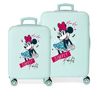 Disney Minnie Teen Jeu de valises Bleues 55/65 cm Rigide ABS Fermeture à Combinaison latérale 91L 6 kg 4 Roues Doubles