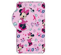 Disney Minnie XoXo Drap Housse Enfant 100% Coton Rose 90x200