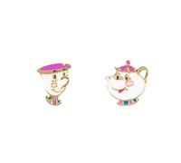 Disney Mme Potts & Chip E906336YL Boucles d'oreilles en argent sterling plaqué or La Belle et la Bête, taille unique, Argent sterling, Pas de gemme
