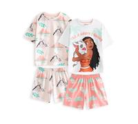 Disney Moana Ensemble Pyjama pour Filles | Pyjamas à Manches Courtes et Jambes Courtes Blanc et Corail | Multi-Pack de 2 vêtements de Nuit | Impression de Personnage Pua | Vêtements de détente
