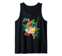 Disney Moana Floral Island Background Moana Leans From Rope Débardeur