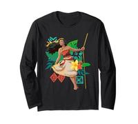 Disney Moana Floral Island Background Moana Leans From Rope Manche Longue