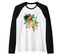 Disney Moana Floral Island Background Moana Leans From Rope Manche Raglan