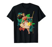 Disney Moana Floral Island Background Moana Leans From Rope T-Shirt