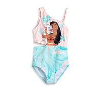 Disney Moana Girls Maillot de Bain 1 pièce Rose et Turquoise | Maillots de Bain Best Friends Floral Wave Design | Vêtements de Plage asymétriques sans Manches - 9-10 Ans