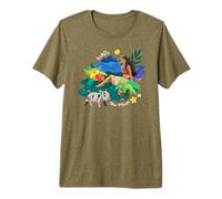 Disney Moana Go With The Flow Island Scenery Hei Hei And Pua T-shirt haut de gamme