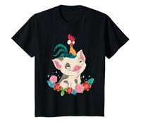 Disney Moana HeiHei Rooster Pua Flowers T-Shirt, Enfant, Noir, 2 ans