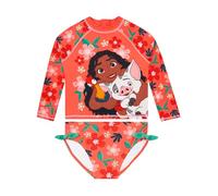 Disney Moana Maillot De Bain Fille, Deux Pièces Maillot De Bain Piscine Manches Longues avec Arcs, Moana Vetement Fille, Orange 2-3 Ans