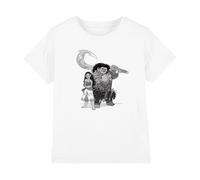 mandarin creative ltd Maui Moana Sketch Girls T Shirt, Blanc, 7-8 Ans Fille