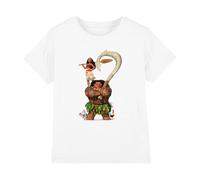 mandarin creative ltd Maui Moana Stacked Girls T Shirt, Blanc, 3-4 Ans Fille