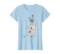 Disney Moana Pua And Hei Hei Distressed Portrait C1 T-Shirt, Femme, Bleu Céleste, S