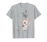 Disney Moana Pua And Hei Hei Distressed Portrait C1 T-Shirt, Homme, Gris Chiné, S