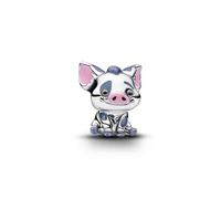 Disney Moana Pua The Pig Sterling Silver Charm with Pink, Grey and Brown Enamel