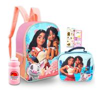 Disney Moana Sac à dos avec boîte à déjeuner - Ensemble sac à dos de 38,1 cm, sac à déjeuner, autocollants, bouteille d'eau, plus | Cartable Moana pour filles, enfants, multicolore, Moana Backpack for