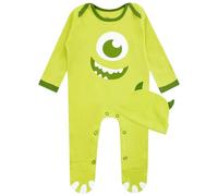 Disney Monsters & Co. Combinaison avec Chapeau | Pyjama bébé Monsters & Co. Ensemble Chapeau | Combinaison Mike Wazowski| Vert 0-3 Mois 12-18 Mois