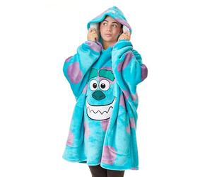 Disney Monsters Inc Unisexe Couverture portable Sweat a capuche | Pull a capuche pour adultes en bleu avec visage de personnage Sulley et motif de fourrure