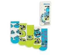 Disney Monstres et Cie Lot de 5 paires de chaussettes mollet unisexes | Motif à pois bleus, verts et blancs et motif graphique | À porter au quotidien avec Mike et Sully | Produits dérivés