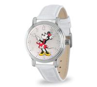 Disney Montre à Main pour Femme Minnie Mouse, Argenté, Crocodile Blanc, AB5949, Minnie Vintage Watches 3 - Boîtier argenté/Bracelet en Cuir Blanc