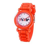 Disney Montre analogique à quartz en plastique pour enfant avec bracelet en silicone, Rouge