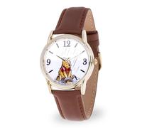Disney Men's Winnie The Pooh Analog Quartz Watch with Patent Leather Strap, Brown, 18 (Model: WDS000765)