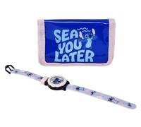 Disney Montre de poignet numérique Stitch avec sangle réglable et portefeuille assorti