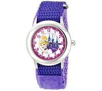 Disney Montre pour enfants W000389 Cendrillon Glitz en acier inoxydable avec bracelet Velcro Violet