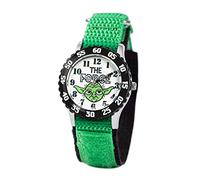 Disney Montre Star Wars Yoda pour enfants de 3 à 7 ans avec cadran à personnage classique - Excellent cadeau pour les fans de Star Wars - Cadran facile à lire, lunette noire et bracelet en nylon vert