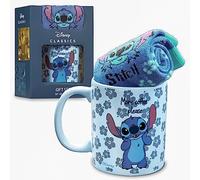 Disney Tasse Stitch - Coffret Cadeau Tasse Mug et Chaussettes - Idée Cadeau Stitch Mickey Minnie Marie Aristochats (Bleu Stitch)