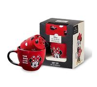 Disney Mug et Chaussettes Coffret 2 Pièces, Tasse Café ou Thé Céramique et Chaussettes Femme EU 35-41, Idee Cadeau Femme (Rouge Minnie)
