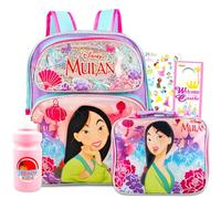 Disney Mulan Ensemble sac à dos et boîte à déjeuner pour enfants - Ensemble avec mini sac à dos Mulan de 30,5 cm, sac à déjeuner Mulan, autocollants, bouteille d'eau, plus | Mini sac à dos Mulan pour