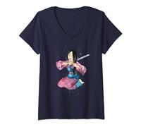 Disney Mulan First Cut Watercolor Pose T-Shirt avec Col en V