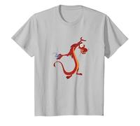 Disney Mulan Mushu Dragon And Cri-Kee Cricket T-Shirt, Enfant, Argent, 2 ans