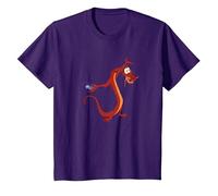 Disney Mulan Mushu Dragon And Cri-Kee Cricket T-Shirt, Enfant, Violet, 4 ans