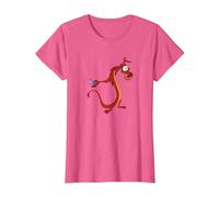 Disney Mulan Mushu Dragon And Cri-Kee Cricket T-Shirt, Femme, Rose Chiné, XL
