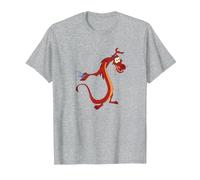 Disney Mulan Mushu Dragon And Cri-Kee Cricket T-Shirt, Homme, Gris Chiné, M