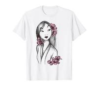 Disney Mulan Sketched Floral Hair Portrait T-Shirt