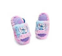 Disney Lilo & Stitch Chaussons Filles | Chaussons à glissière pour enfants avec personnage Stitch en forme de cœur en rose et bleu | Chaussons d'intérieur avec fourrure et bande élastique au talon