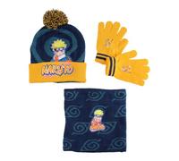 Disney Naruto, Pack Bonnet + Gants + Écharpe, Enfant, Extensible (1 à 12 Ans), Doux, Mignon, Chaud, Chapeaux, Fille, Garçon, Modèle NAR 5239129 S1-TU