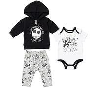 Disney Nightmare avant Noël Jack Skellington Baby Boys Ensemble de 3 pièces : sweat à capuche, pantalon, combinaison, noir/blanc, 3 à 6 mois.