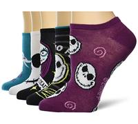 Disney Nightmare Before Christmas 5 Pack No Show Socks Chaussettes décontractées, Blanc, Bleu Sarcelle, Multicolore, 42-44.5 EU Femmes