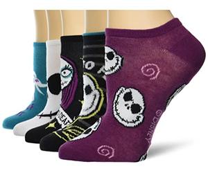 Disney Nightmare Before Christmas 5 Pack No Show Socks Chaussettes décontractées, Blanc, Bleu Sarcelle, Multicolore, 42-44.5 EU Femmes