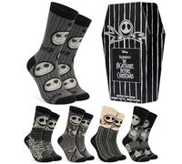 Disney Nightmare Before Christmas Chaussettes Homme et Ado, Lot 5 Paires Chaussette Mi Mollet, Jack Skellington Motif, Idée Cadeau (41/46 EU, Noir Jack Skellington)